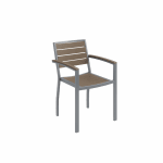 KFI Studios Eveleen Outdoor Arm Chair with Silver Frame, Mocha Seat and Back